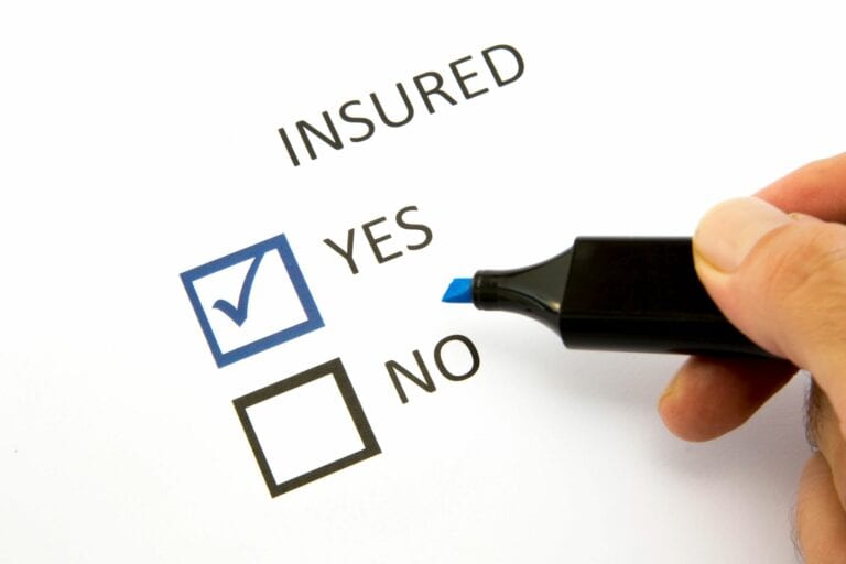 Insurance checklist showing insured yes option